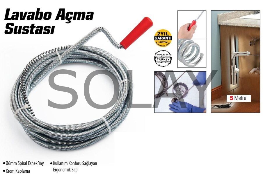 Lavabo Ve Gider Boruları Açacağı - Lavabo Açma Sustası - 5Metre