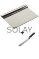 2li Set Hamur Şekillendirici Eğik Pasta Spatulası +Metal Hamur Kesici Kazıyıcı Spatula