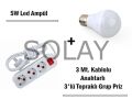 5W Led Ampul + 3 Metre Uzatmalı Anahtarlı 3lü Priz Set