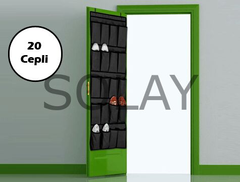 20 Cepli Kapı Arkası Çok Amaçlı Organizer - Siyah