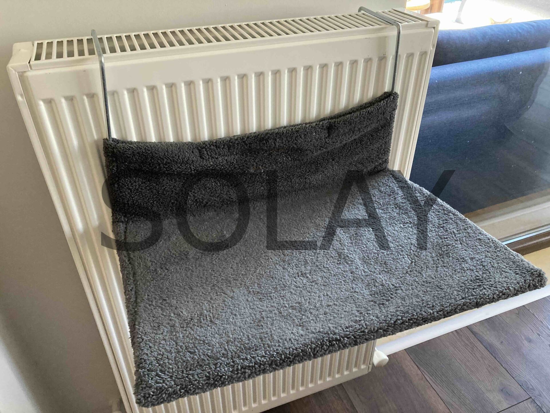 Lüx Polar Kalorifer Askılı Kedi Yatağı Yıkanabilir - Antrasit