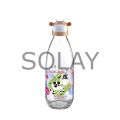 İnek Tasarımlı Sevimli Cam Suluk - Süt Şişesi 1000 ML