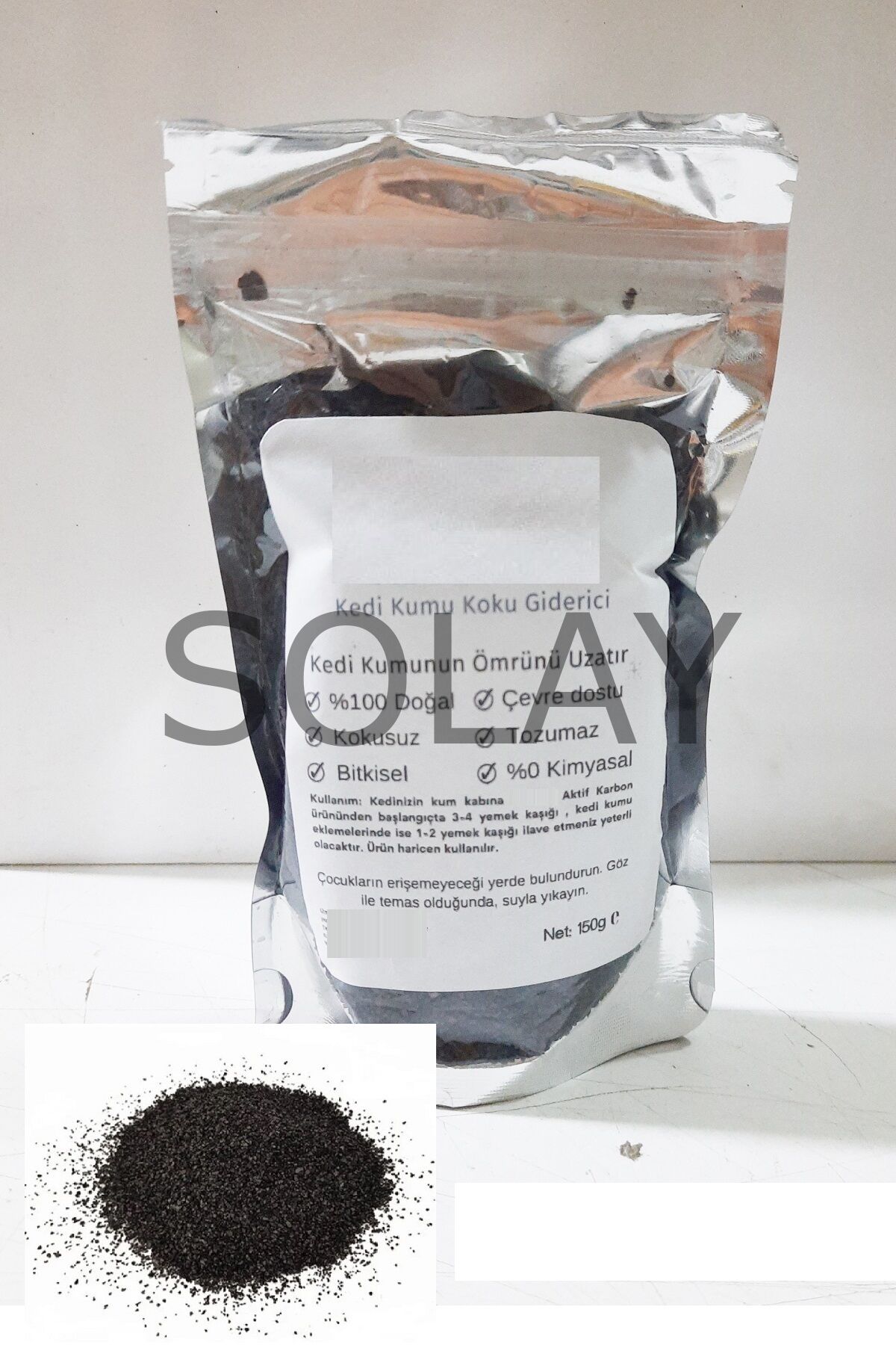 Kedi Kumu Ve Tuvaleti Koku Giderici - Önleyici-150 Gr. Kokusuz aktif karbonlu formül