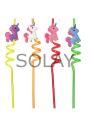 5 Parça Renkli Pipet Seti - Emojili Spiral Kokteyl- Çocuk Pipeti Temizleme Fırçalı