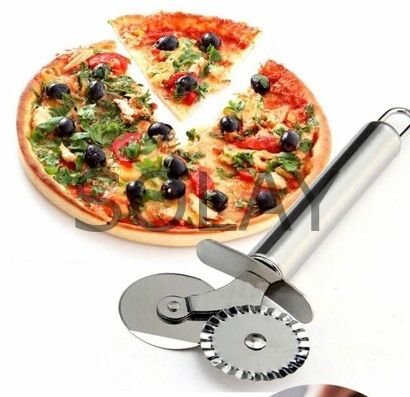 Çİft Başlı Metal Pizza Kesici ve Hamur Ruleti
