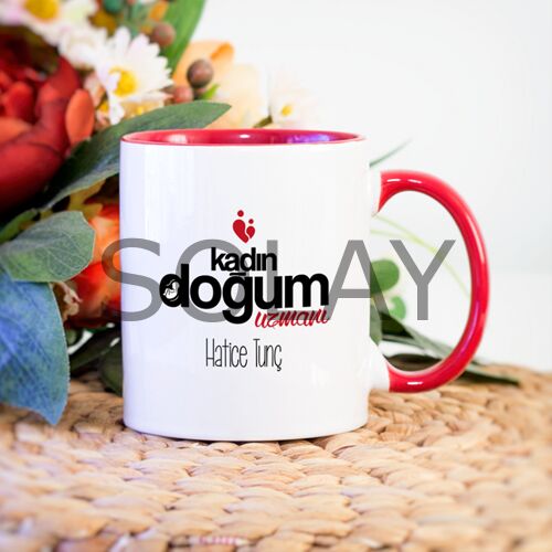 Kişiye Özel Kadın Doğum Uzmanı Kupa Bardak - Kırmızı