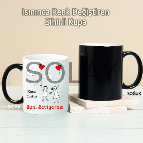 Seni Seviyorum Kişiye Özel Sihirli Kupa Pi33