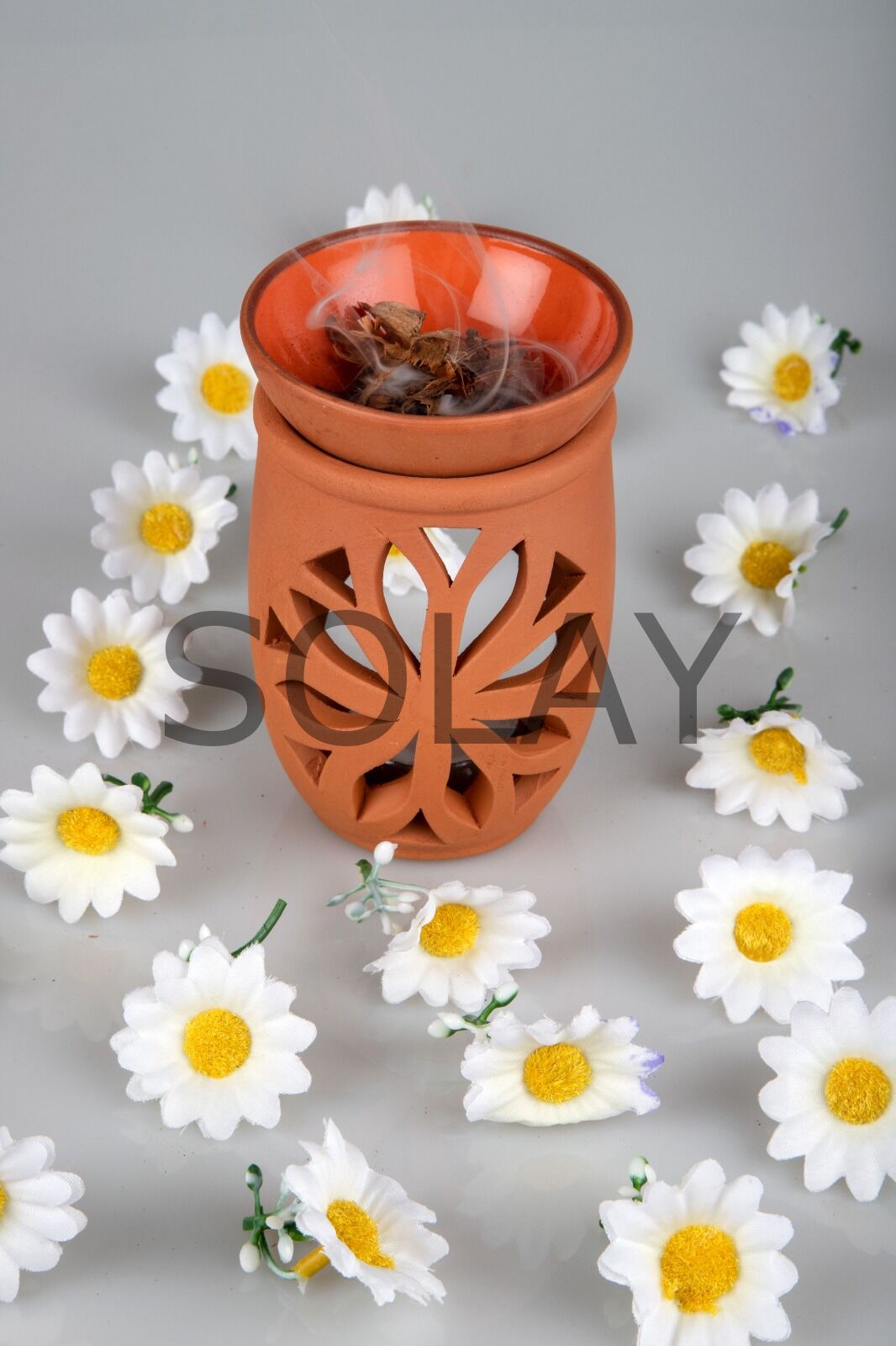 Lotus Çiçeği  El Yapımı Çömlek Buhurdanlık Tütsülük