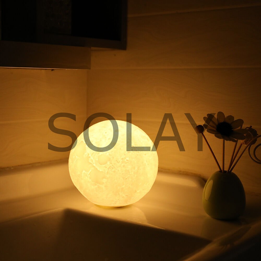 Sarı 3D Ay Gece Lambası Dekoratif Küre Led Başucu Lambası