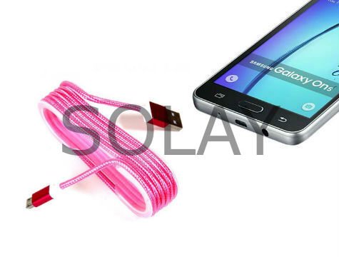 Android Örgü Şeklinde Renkli Çelik Şarj Data Kablosu - Pembe
