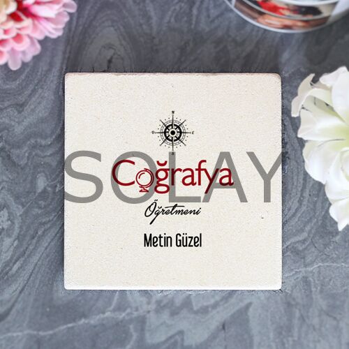 Kişiye Özel Coğrafya Öğretmeni Taş Bardak Altlığı