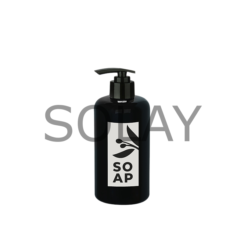 Sıvı Sabunluk Yuvarlak Plastik Pompalı 500 ML - Siyah