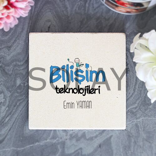 Kişiye Özel Bilişim Teknolojileri Taş Bardak Altlığı