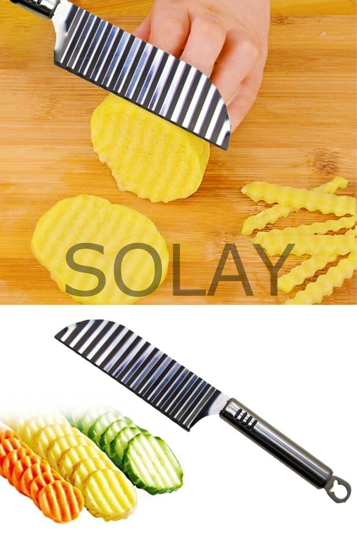 Tırtıklı Patates Kesme Bıçağı - Şekilli Sebze ve Meyve Dilimleyici