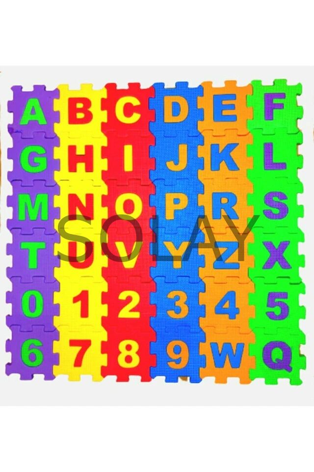 36 Parça Çocuk Oyun Karosu Eva Puzzle Yer Matı Harf Ve  Sayılar Eğitici Oyun Halısı Mini