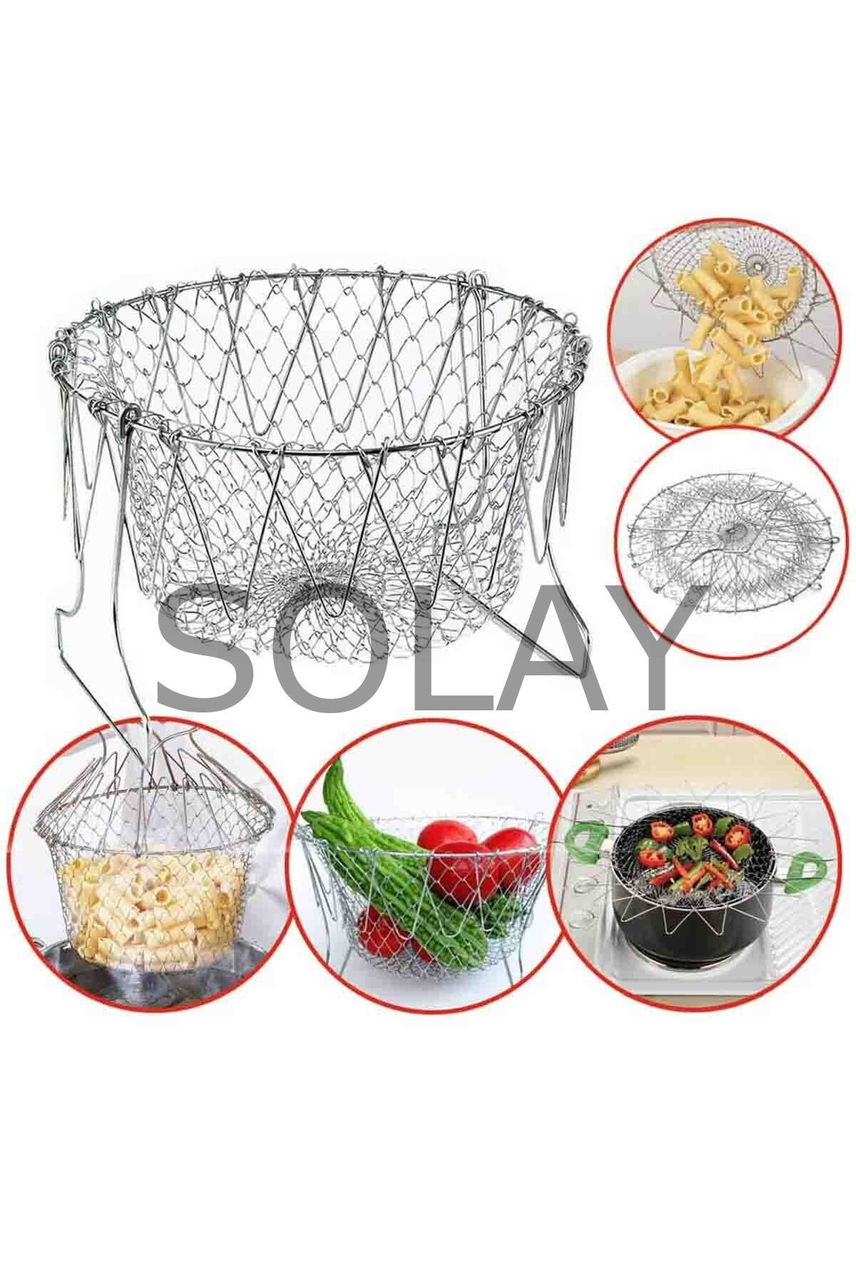 Çok Fonksiyonlu Pratik Süzgeç Katlanır - Kızartma Haşlama Aparatı -Chef Basket