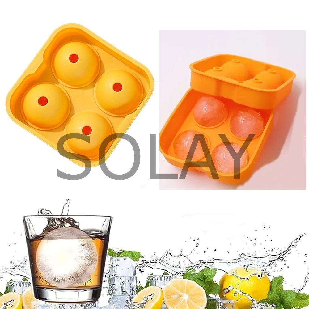 Büyük Boy 4 Bölmeli Buz Kalıbı Yuvarlak Buzluk