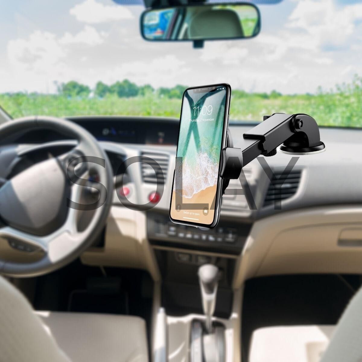 360 Derece Hareketli Araç Telefon Tutucu - Torpidoya Yapışan Teleskobik Ayarlı Telefon Tutucu