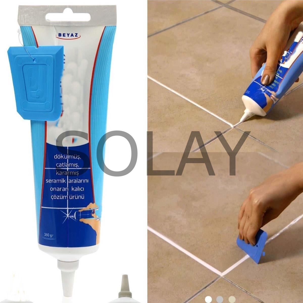 5 Adet Beyaz Derz Dolgusu - Lavabo Küvet Fayans Derzi kalemi 380gr Spatula Hediyeli