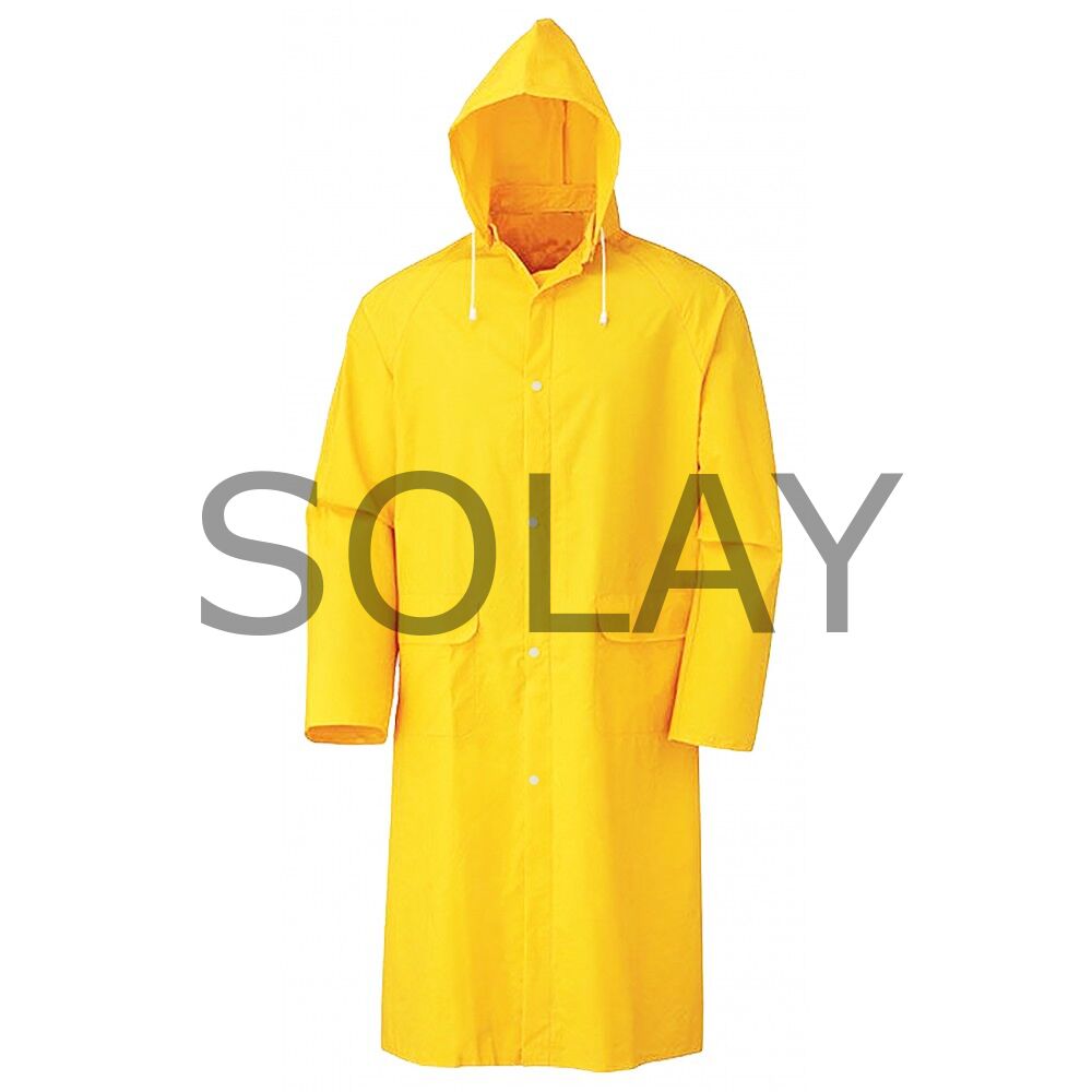 Kapşonlu Cepli Lüx Yağmurluk Sarı - Standart Beden 2XL