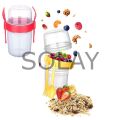 Çift Hazneli - Çatal Kaşıklı Portatif Müsli -Atıştırmalık Kabı 500 ML
