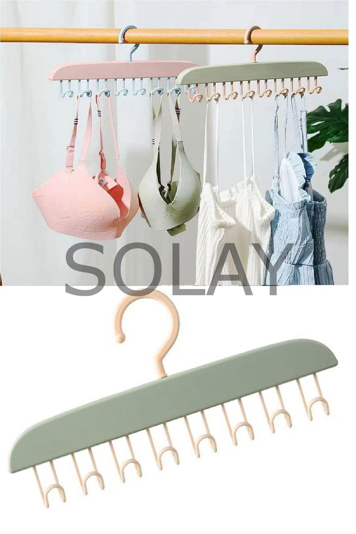 Dolap içi Elbise Askısı 8 Kancalı Dayanıklı Plastik İç Çamaşır Kravat Mayo Askısı