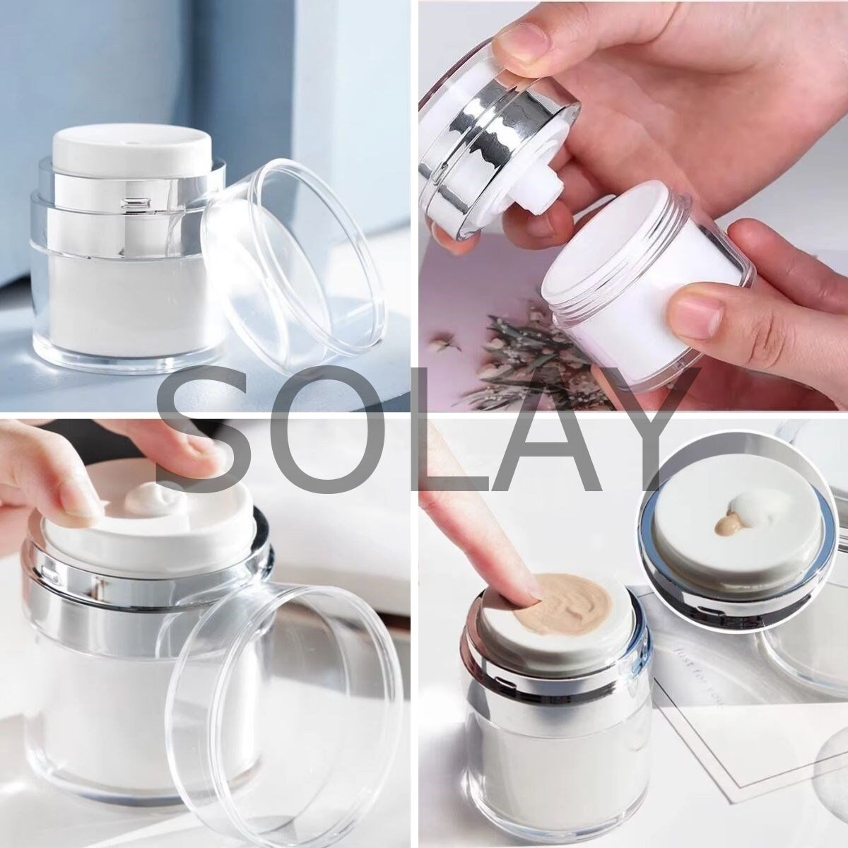 50 ML Doldurulabilir Pompalı Vakumlu Krem Fondoten Sıvı Kozmetik Şişesi Akrilik