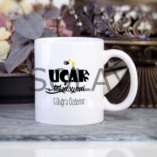 Kişiye Özel Uçak Teknisyeni Kupa Bardak