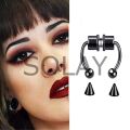 Siyah Mıknatıslı Fake Burun Piercing -Top Ve Ok Uçlu Paslanmaz Septum Deliksiz Pirsing
