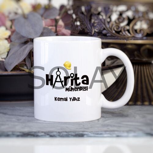 Kişiye Özel Harita Mühendisi Kupa Bardak