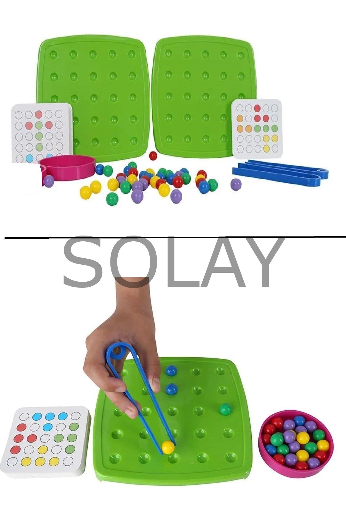 Minik Boncuklar Eğitici Boncuk Dizme Kutu Oyunu 3+ Yaş Aktivite Oyunu Eğlence Kutusu