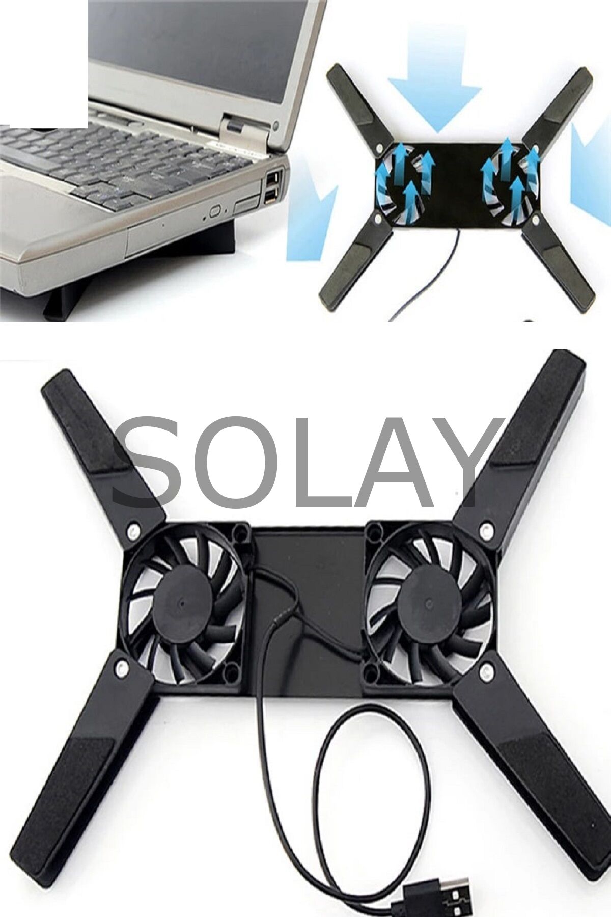 2 Fanlı Notebook Soğutucu Portatif Katlanabilir Laptop Soğutucu Fan Usbli Stand Bilgisayar Fanı
